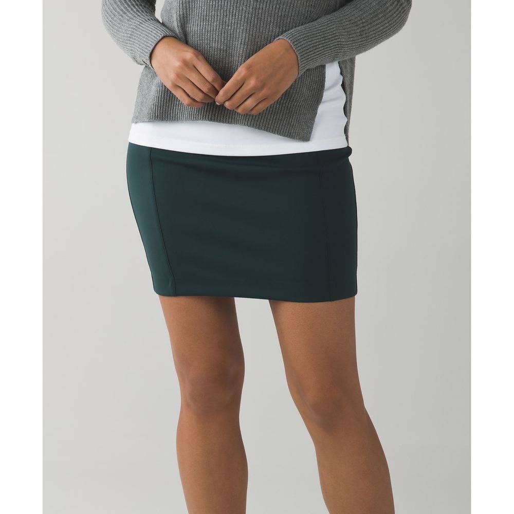 Lululemon &go Cityfarer Skirt Dark Fuel Green Technical Stretch 4